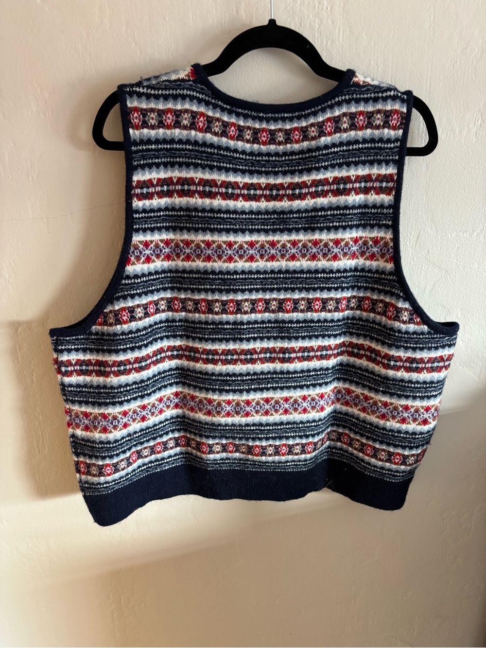 J. Crew Navy Fair Isle Knit Crop Tank Vest 3X Wool Blend NWT - Picture 4 of 4